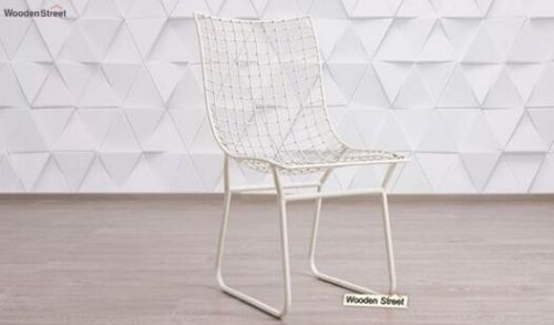 Wire Mesh Metal Chair, Color : White