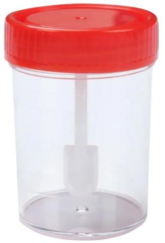 Transparent Round Plastic Stool Container, For Lab Use