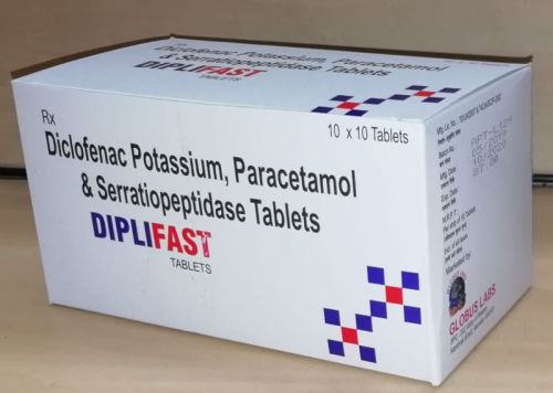 Diplifast Diclofenac Paracetamol Serratiopeptidase Tablet, Packaging Type : ALU-ALU