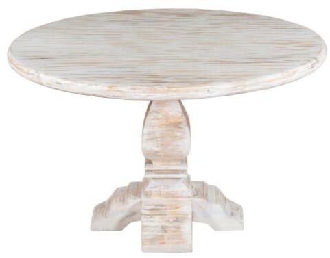 White Round Mango Wood Dining Table, For Restaurant, Office, Hotel, Size : 120 X 120 X 75 CM