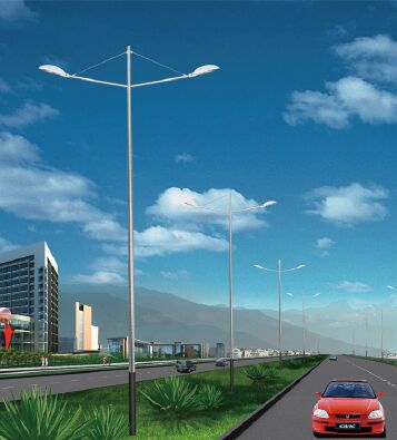 Aluminum Double Arm Street Light Pole, Thickness : 4.1mm