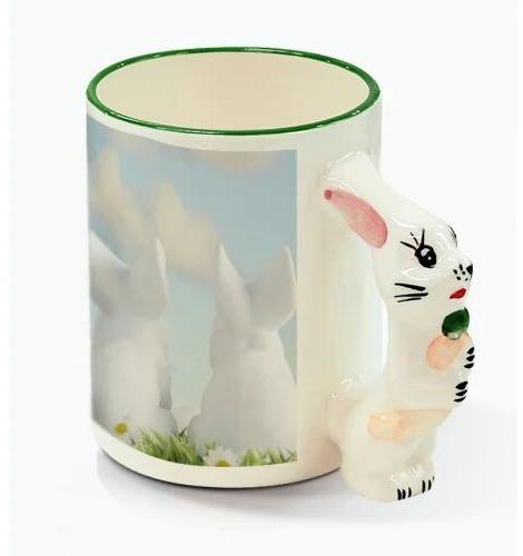 Ceramic Printed Animal Handle Mug, Color : White