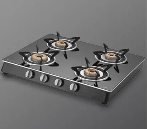 Glass KAFF Gas Stove, Color : Black