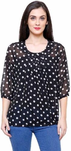 Printed Ladies Georgette Top, Size : Medium