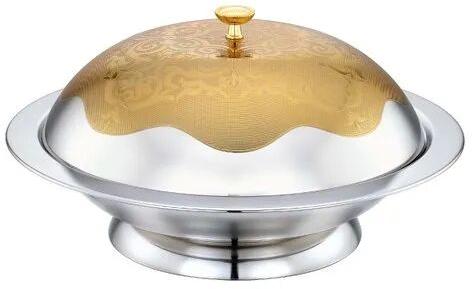 Round SS Serving Dishes, Color : Silver, Golden