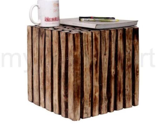 Inception Global Wooden Square Stool