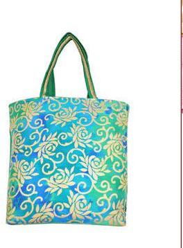 Foil Printed Brocade Bag, Color : GREEN, ORANGE, PINK