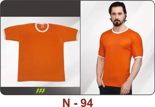 Round Polyester T-Shirts, Color : Orange
