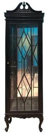 Hinged Door Wooden Showcase, For Closed Storage, Color : Dark Brown