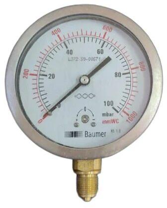 Baumer Pressure Gauge, Dial Size : 4 Inch / 100 Mm