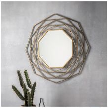 Metal Wire Wall Mirror, For Decorative, Color : Gold