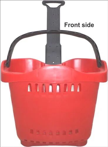 Plastic Basket Trolley, Color : Red