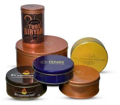 Plain Biscuit Tin Container, Shape : Round