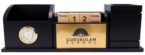Wooden Desk Calendar, Color : Black