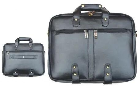 Black Leather Laptop Bags, Design/Pattern : Plain