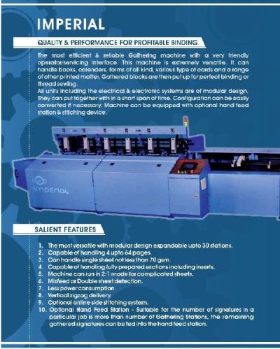 Electric Side Gathering Machine, Certification : ISO 9001:2008