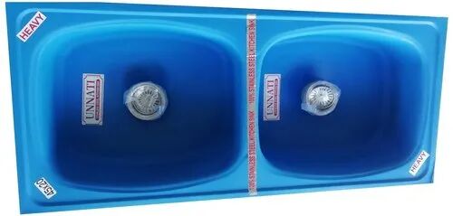 Rectangular Double Bowl Kitchen Sink, Color : Blue