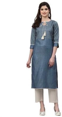 Ladies Printed Silk Kurti, Packaging Type : Poly Bag