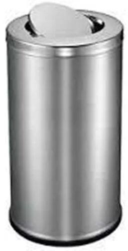 Silver  Round Stainless Steel Swing Dustbin, For Office, Size : 8