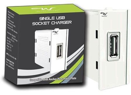 Single USB Socket Charger, Color : White