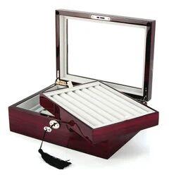 Black Square Polished Wooden Cufflink Box