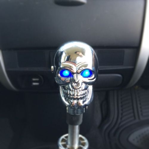 Metal LED Skull Gear Knob, Color : CHROME