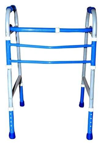 Steel Wheel Folding Walker, Color : Blue