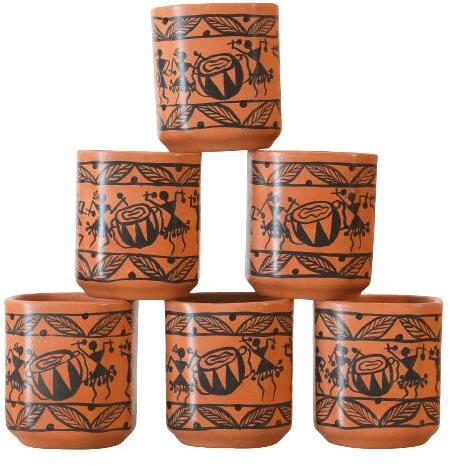 Clay Warli Timpali Square Cup Set, Size : 170 ML