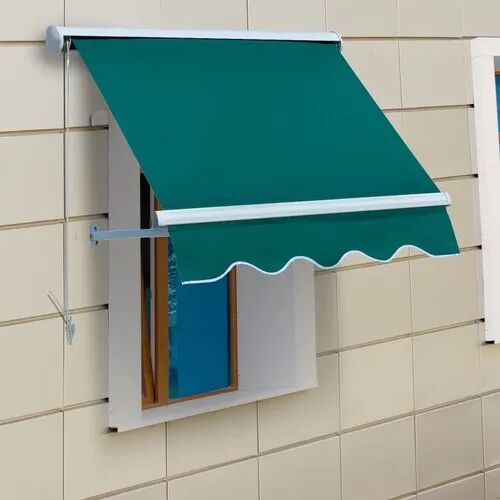 PVC Window Retractable Awning, Color : Green