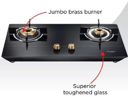 Glass Prestige Gas Stove, Color : Black