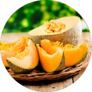 Cantaloupe, Packaging Type : Green outside; Orange inside