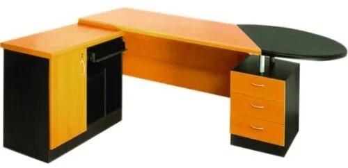 Wood L Shaped Computer Desk, Color : Yellow