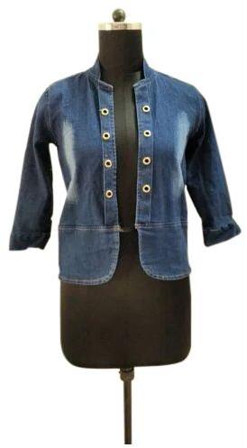 Plain Ladies Blue Denim Jacket, Size : XL