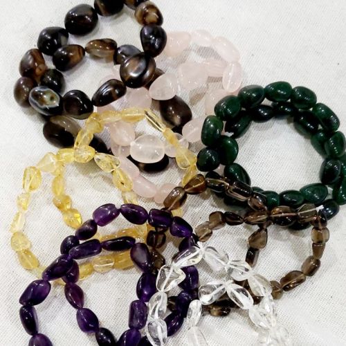 Natural Gemstone Tumble Beaded Stretch Stone Bracelets