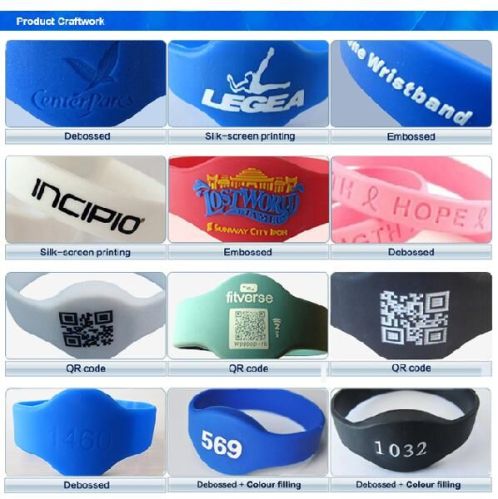 125KHz ZT-MY-160827-06 RFID Silicone Wristband 204*32*16mm