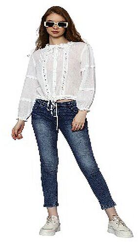Plain Cotton Ladies Lace Insert Top, Size : M, XL