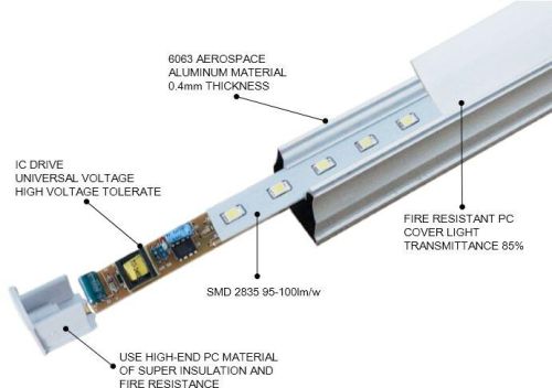 ROHS Passed SMD2835 t5 LED Fixture 880*23*34