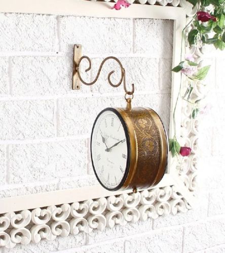 Brass Station Clock, Color : Brown