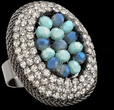 Yazuri Oval Ocean Beaded Ring