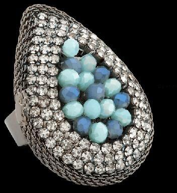 Tear Drop Ocean Beaded Ring