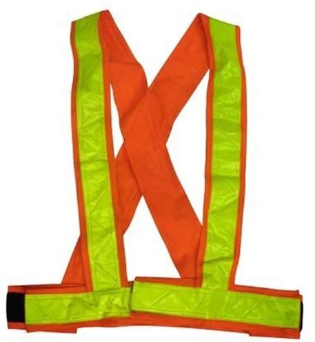 PISE Green Polyester Traffic Safety Vest, Pattern : Plain