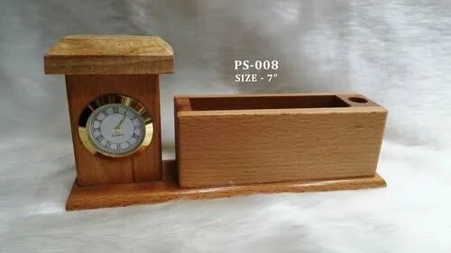Wooden Pen Stand, Color : Natural Brown