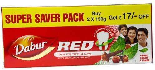 Dabur Red Toothpaste, Feature : Anti-Bacterial, Basic Cleaning