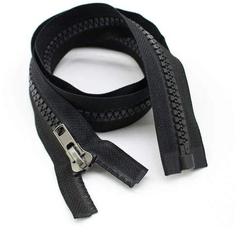 Plain Plastic Molded Zipper, Color : Black