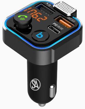 SA Rodrunner FM Transmitter In-car Adaptor, Wireless Bluetooth, 5.0 Radio Kar Kit, Type-C + QC 30 W