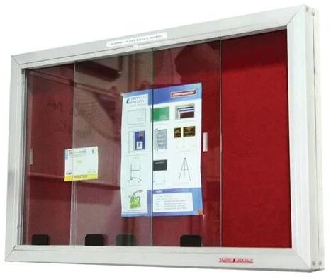 Anodised Aluminium Frame Sliding Glass Notice Board, Color : Green, Blue, Red