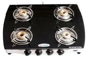 Toughened Glass Gas Stove, Color : Black