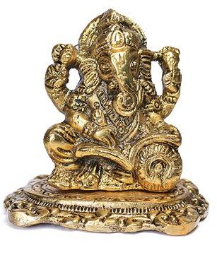 Golden Alluminium Ganesha Idol
