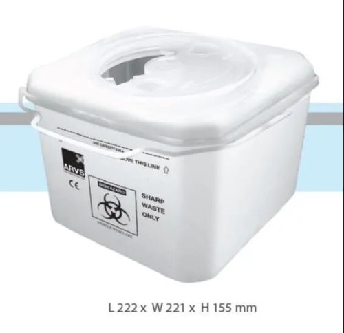 Square Plastic Sharp Container, Color : White Translucent