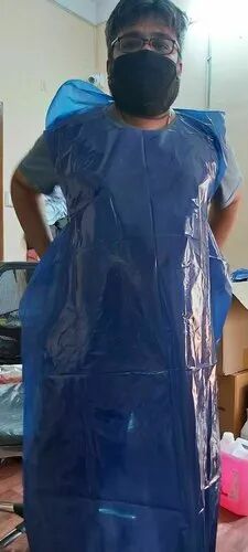 Plain Plastic Apron, Color : Blue